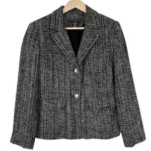 100% Silk Blazer Tweed Black and White Harris Wallace New York Old Money Size 6